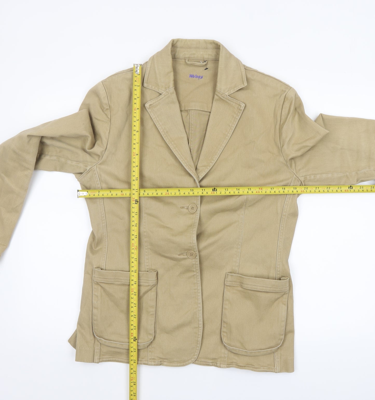 Wolsey Women's Beige Cotton Blend Blazer Jacket Size 14