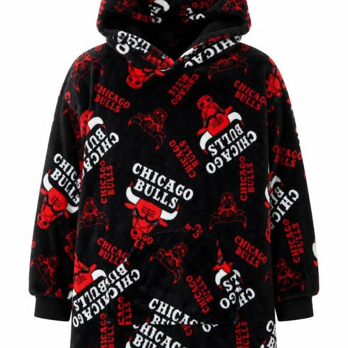 NBA Boys Black Chicago Bulls Fleece Hooded Robe S Lightweight Lounge Wear