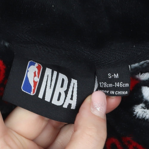 NBA Boys Black Chicago Bulls Fleece Hooded Robe S Lightweight Lounge Wear