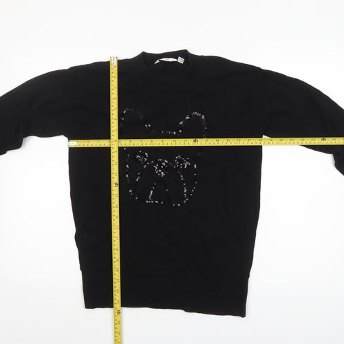 Bau de Fiori Women’s Black Sequin Dog Cotton Viscose Jumper Size S