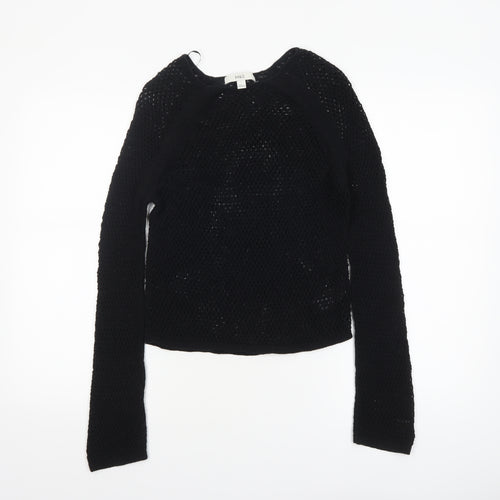 Marks and Spencer Women’s Black Open Knit Cotton Jumper Size S