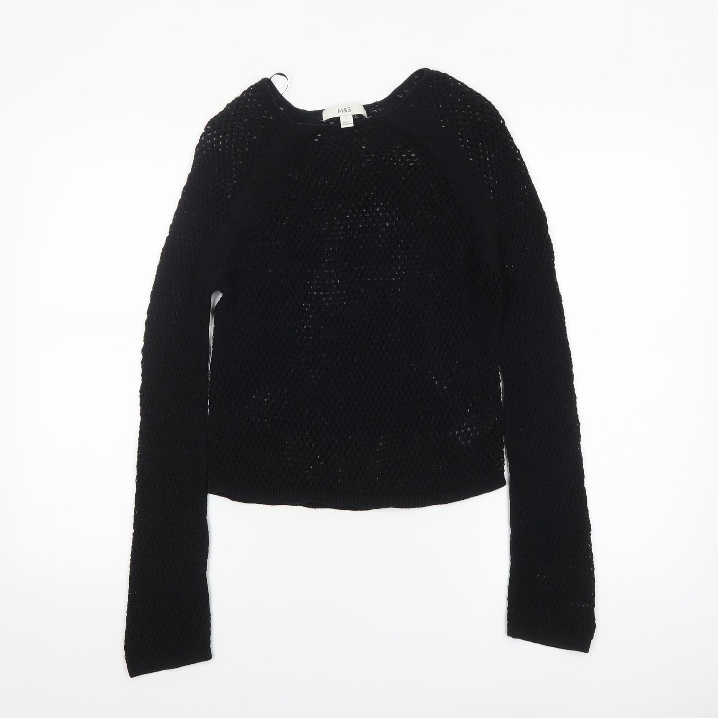 Marks and Spencer Women’s Black Open Knit Cotton Jumper Size S