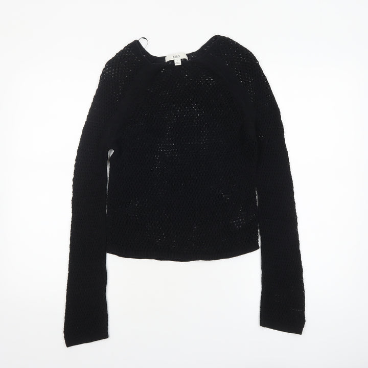 Marks and Spencer Women’s Black Open Knit Cotton Jumper Size S