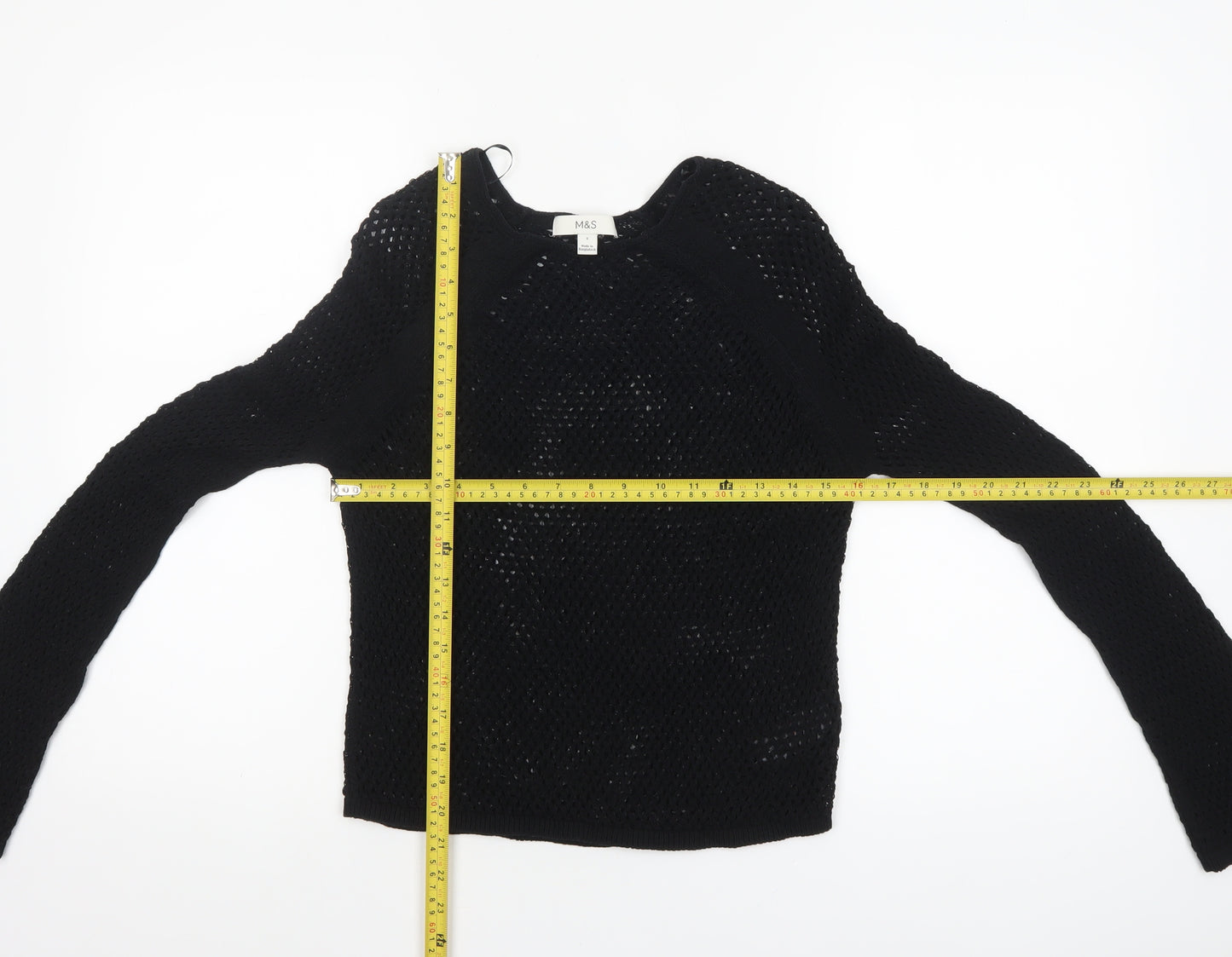 Marks and Spencer Women’s Black Open Knit Cotton Jumper Size S