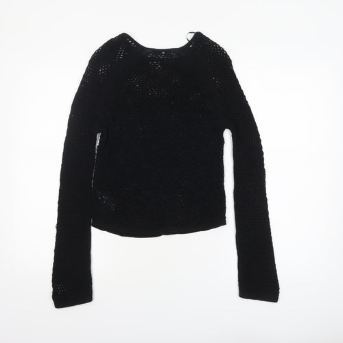 Marks and Spencer Women’s Black Open Knit Cotton Jumper Size S