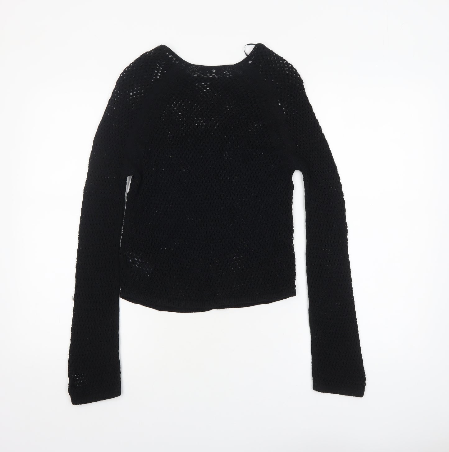 Marks and Spencer Women’s Black Open Knit Cotton Jumper Size S