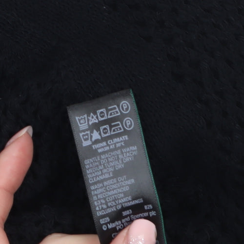 Marks and Spencer Women’s Black Open Knit Cotton Jumper Size S