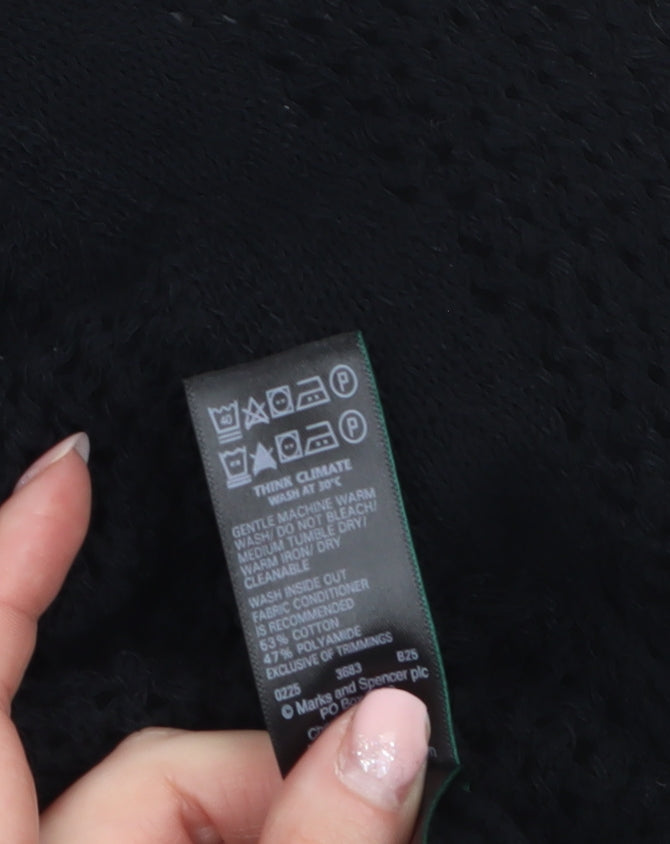 Marks and Spencer Women’s Black Open Knit Cotton Jumper Size S