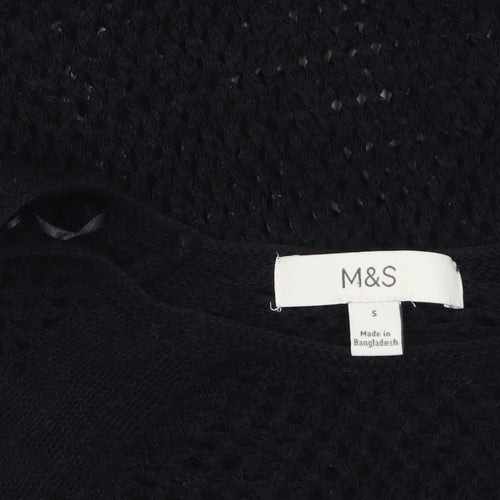 Marks and Spencer Women’s Black Open Knit Cotton Jumper Size S