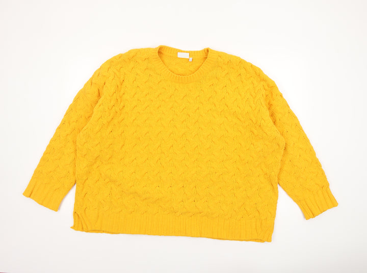 Next Women’s Yellow Cable Knit Crew Neck Jumper XL