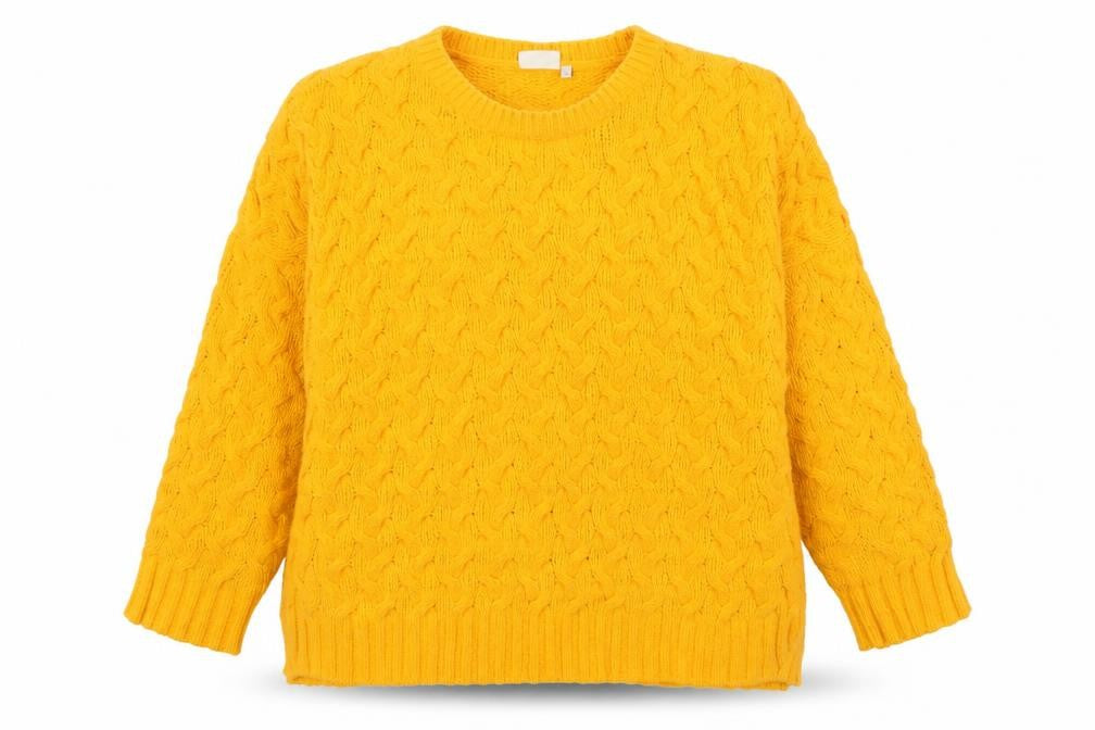 Front view of Next Women’s Yellow Cable Knit Crew Neck Jumper XL