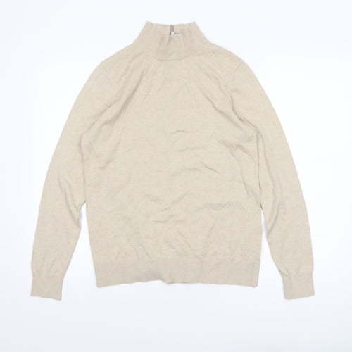 Joules Womens Beige Mock Neck Cotton Blend Knit Jumper UK 14