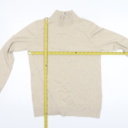 Joules Womens Beige Mock Neck Cotton Blend Knit Jumper UK 14