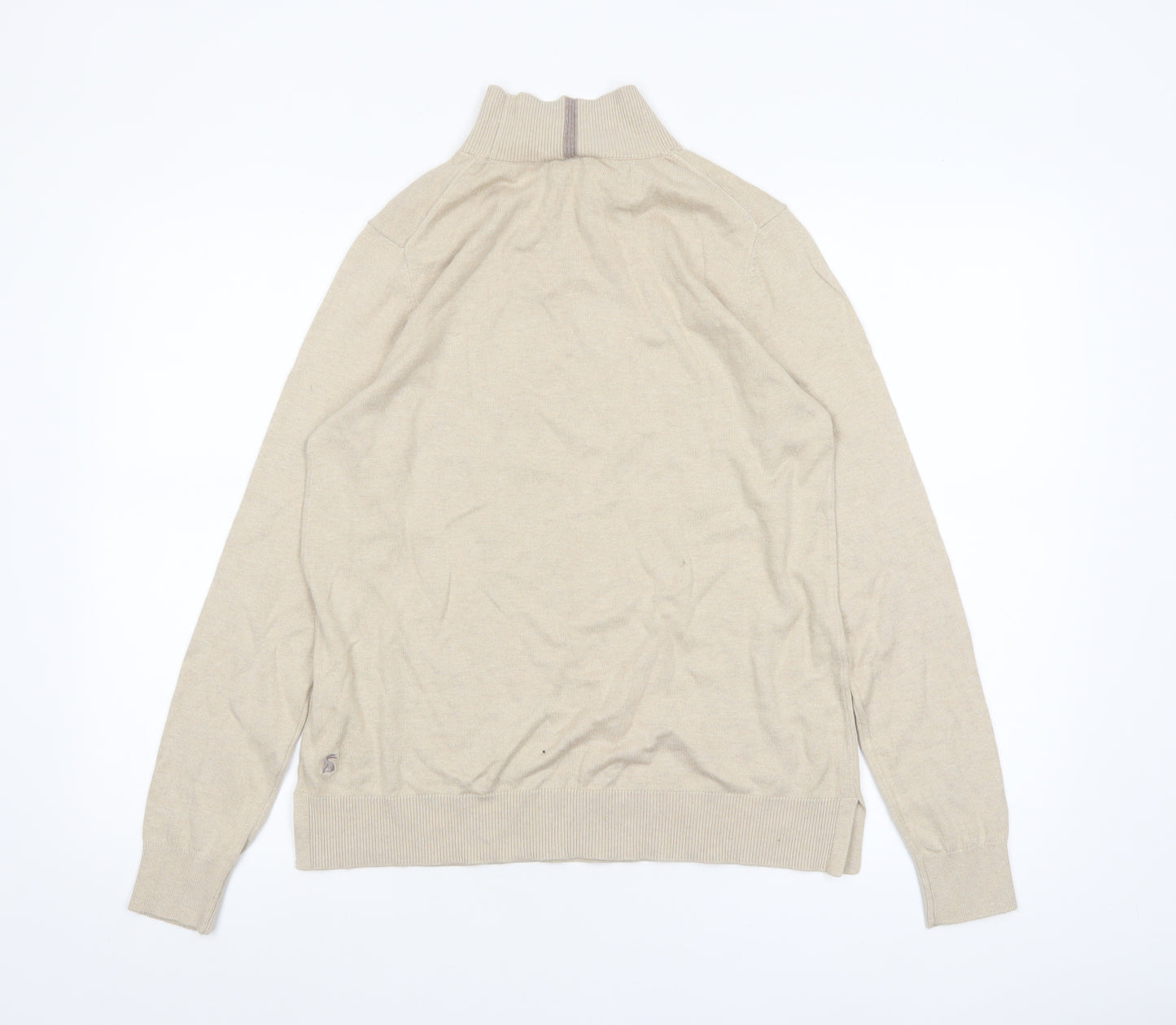 Joules Womens Beige Mock Neck Cotton Blend Knit Jumper UK 14