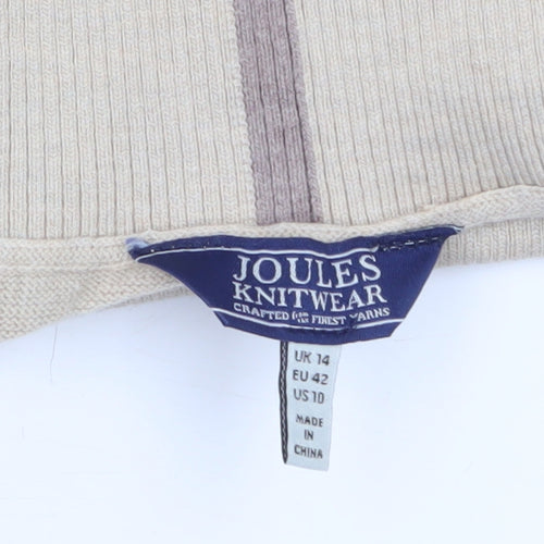 Joules Womens Beige Mock Neck Cotton Blend Knit Jumper UK 14