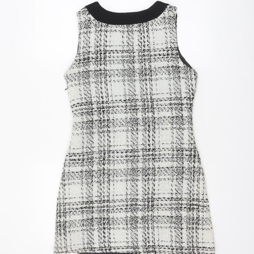 Atmosphere Women Black White Tweed Check Sleeveless Shift Dress Size 10