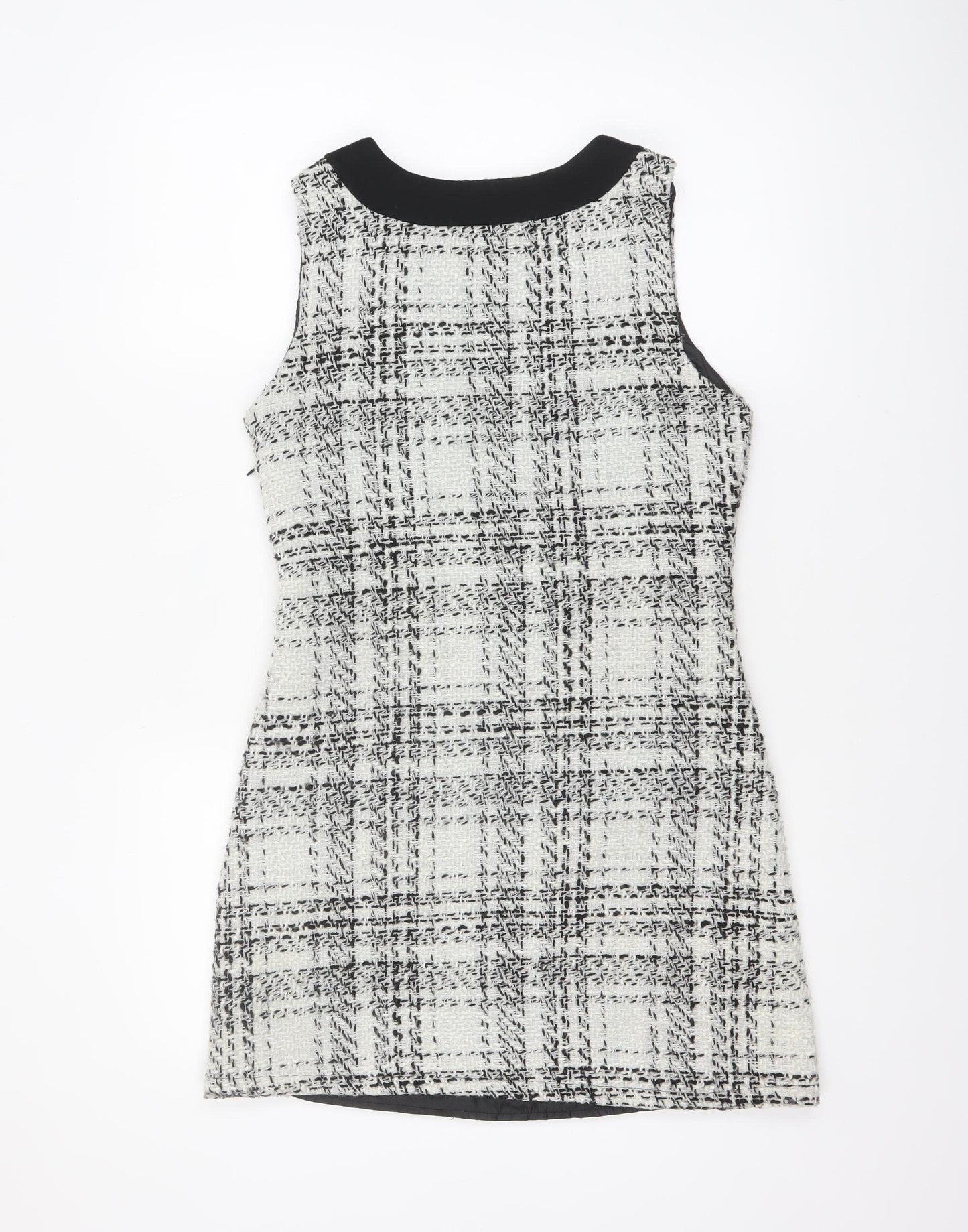 Atmosphere Women Black White Tweed Check Sleeveless Shift Dress Size 10