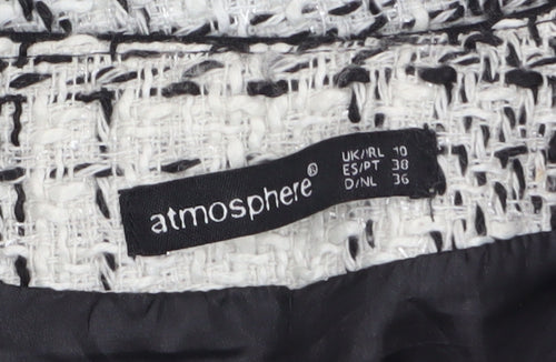 Atmosphere Women Black White Tweed Check Sleeveless Shift Dress Size 10