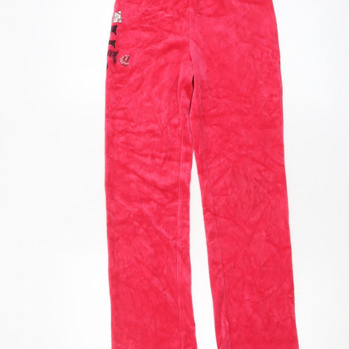 Juicy Couture Girls Red Velour Sweatpants Age 8 Years Elastic Waist