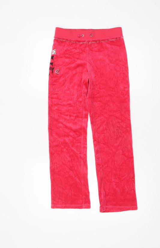 Juicy Couture Girls Red Velour Sweatpants Age 8 Years Elastic Waist