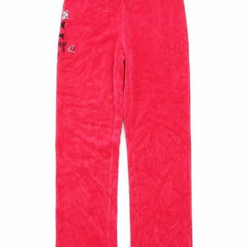 Juicy Couture Girls Red Velour Sweatpants Age 8 Years Elastic Waist