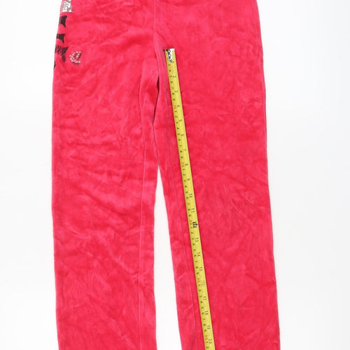Juicy Couture Girls Red Velour Sweatpants Age 8 Years Elastic Waist