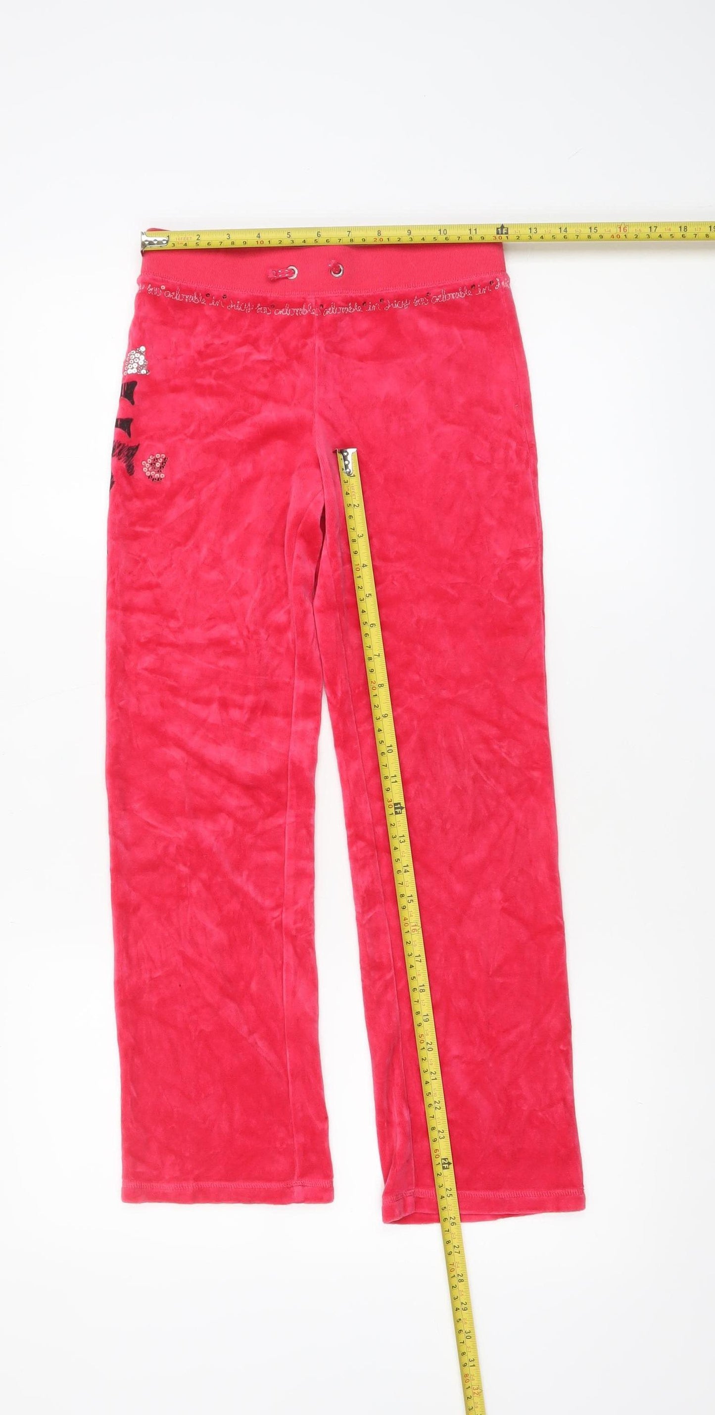 Juicy Couture Girls Red Velour Sweatpants Age 8 Years Elastic Waist