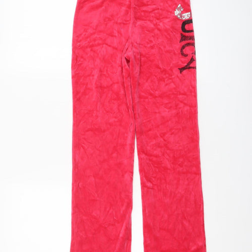Juicy Couture Girls Red Velour Sweatpants Age 8 Years Elastic Waist