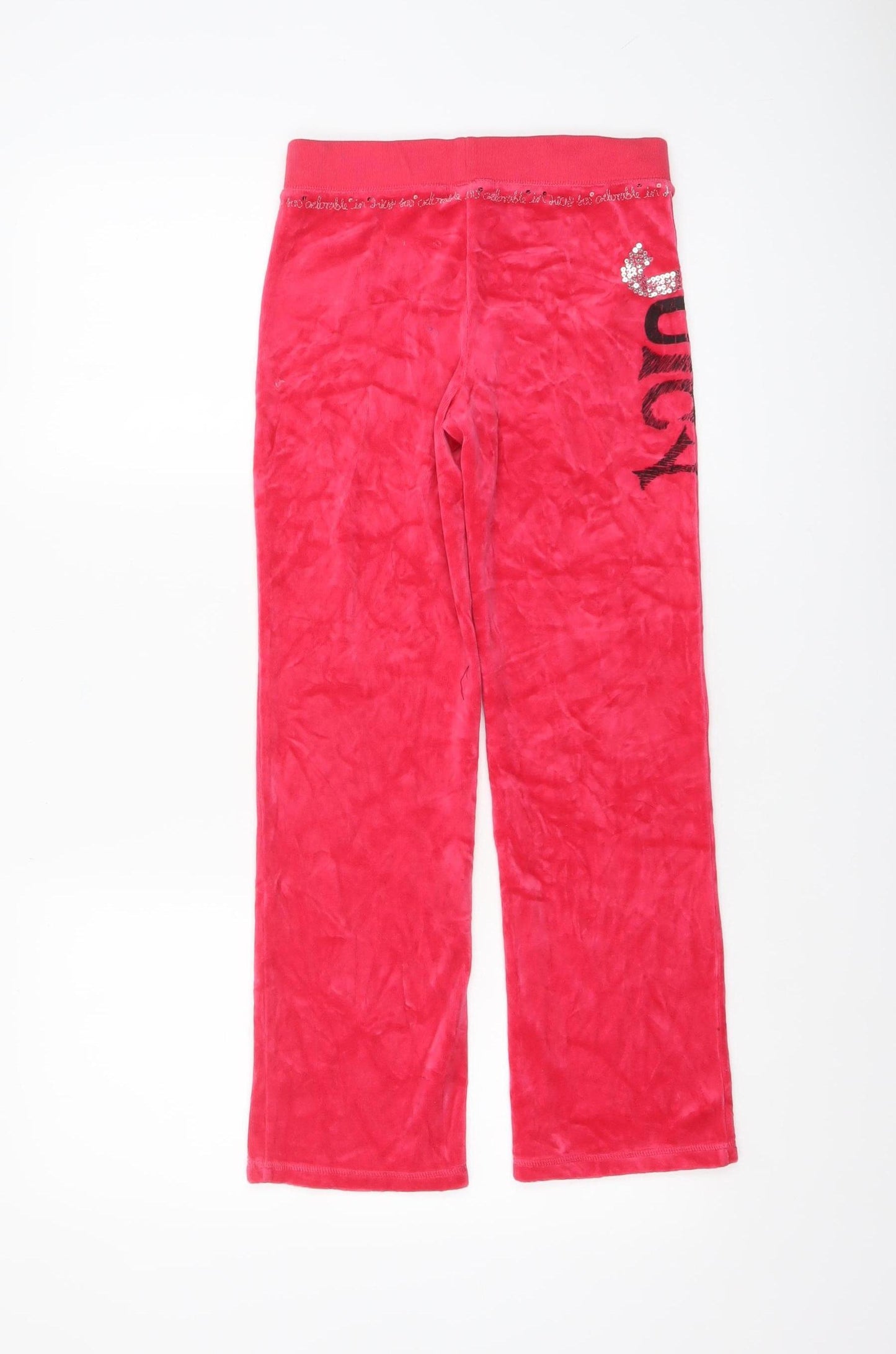 Juicy Couture Girls Red Velour Sweatpants Age 8 Years Elastic Waist