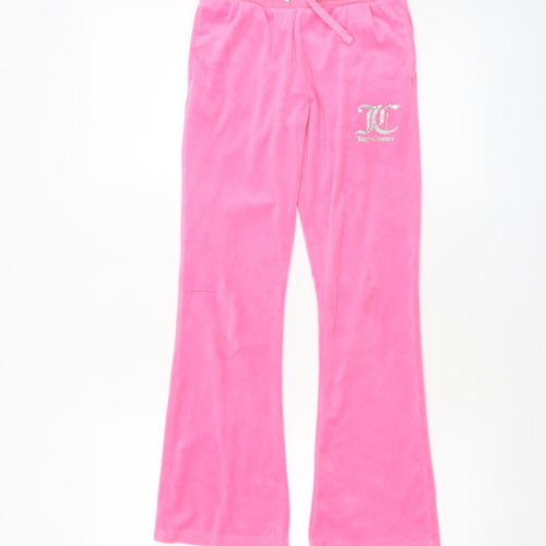 Juicy Couture Girls Pink Velour Sweatpants Size 8-9 Years Drawstring Waist