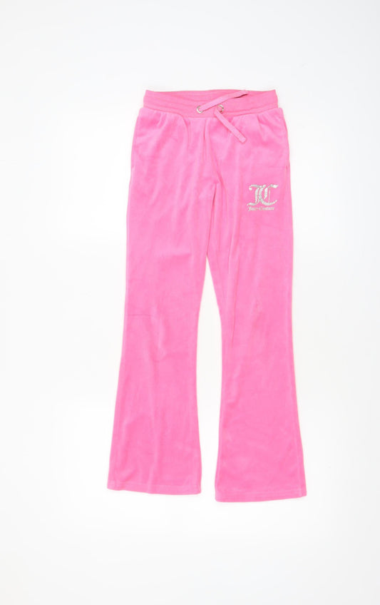 Juicy Couture Girls Pink Velour Sweatpants Size 8-9 Years Drawstring Waist