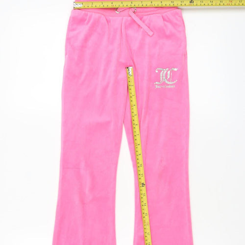 Juicy Couture Girls Pink Velour Sweatpants Size 8-9 Years Drawstring Waist