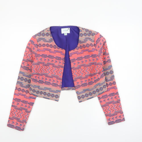 Jovonna London Women's Multicoloured Cropped Geometric Blazer UK 8