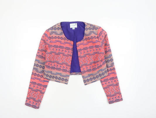 Jovonna London Women's Multicoloured Cropped Geometric Blazer UK 8