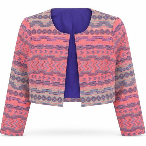 Jovonna London Women's Multicoloured Cropped Geometric Blazer UK 8