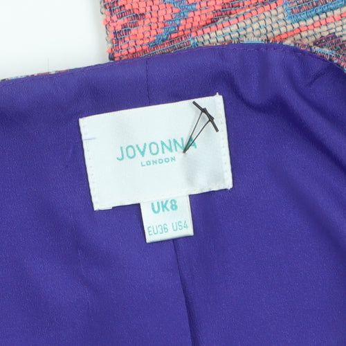Jovonna London Women's Multicoloured Cropped Geometric Blazer UK 8