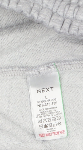 Next Women Grey L Sweatpants Fleece Cotton Blend Joggers