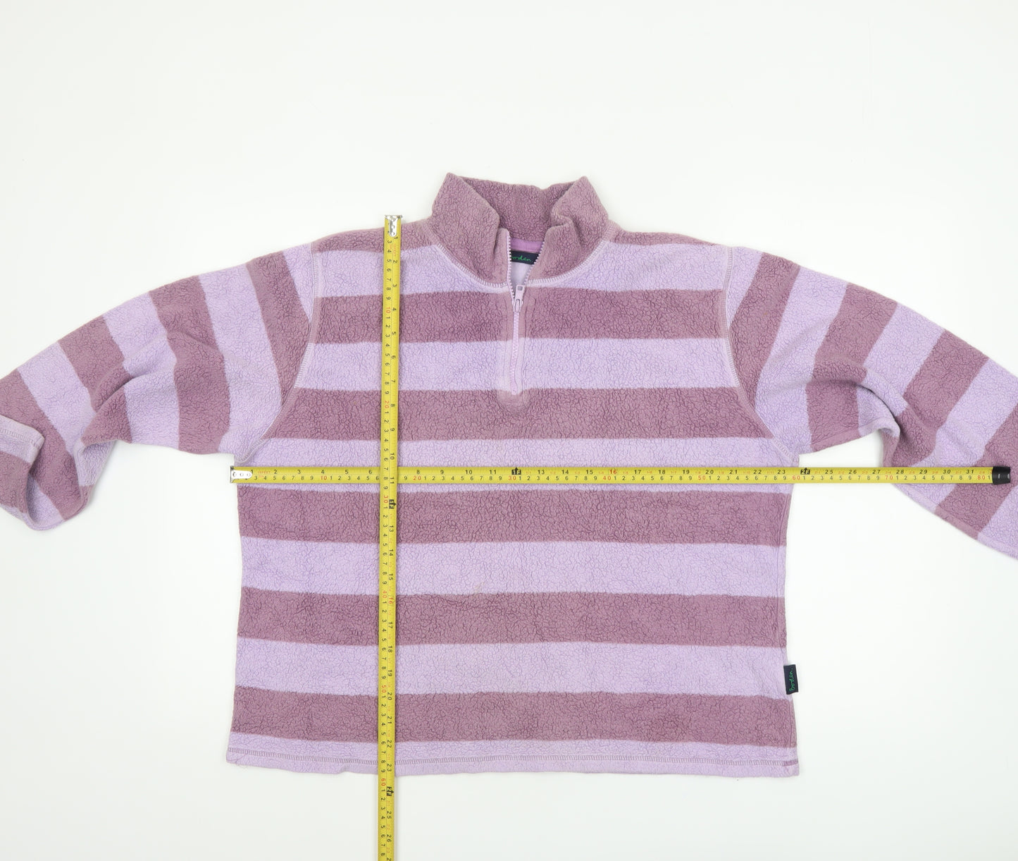 Boden Women's Purple Striped 1/4 Zip Fleece Sweatshirt XL