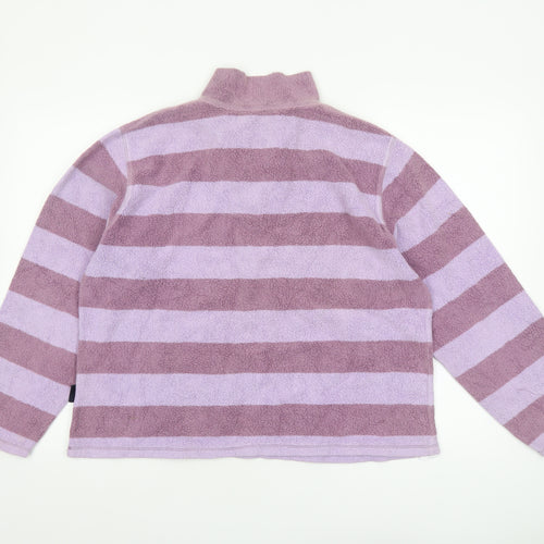 Boden Women's Purple Striped 1/4 Zip Fleece Sweatshirt XL