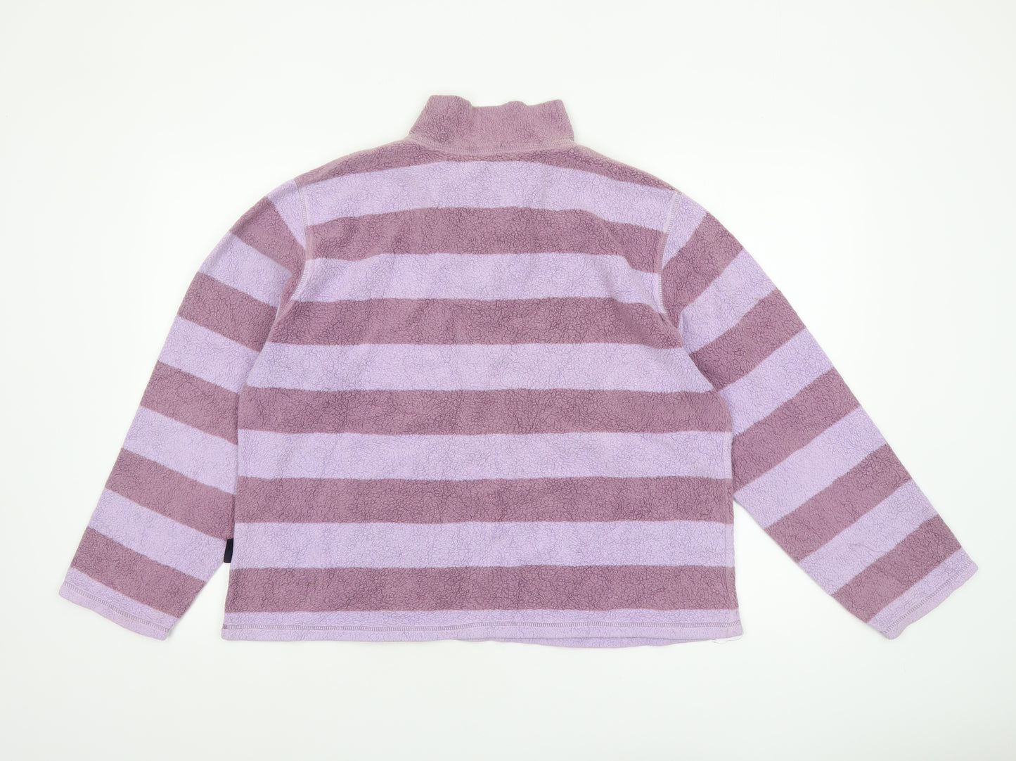 Boden Women's Purple Striped 1/4 Zip Fleece Sweatshirt XL