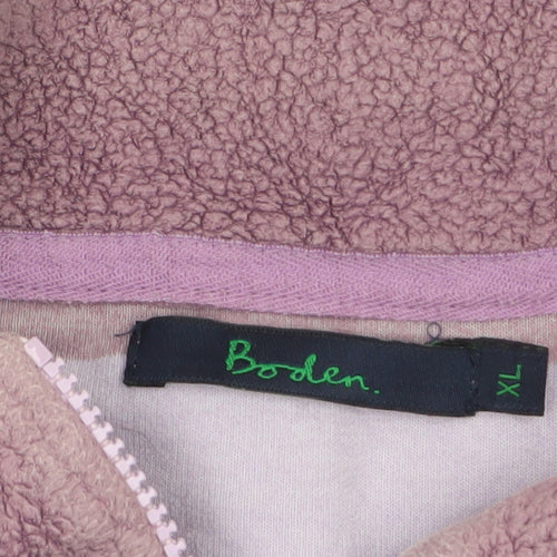 Boden Women's Purple Striped 1/4 Zip Fleece Sweatshirt XL
