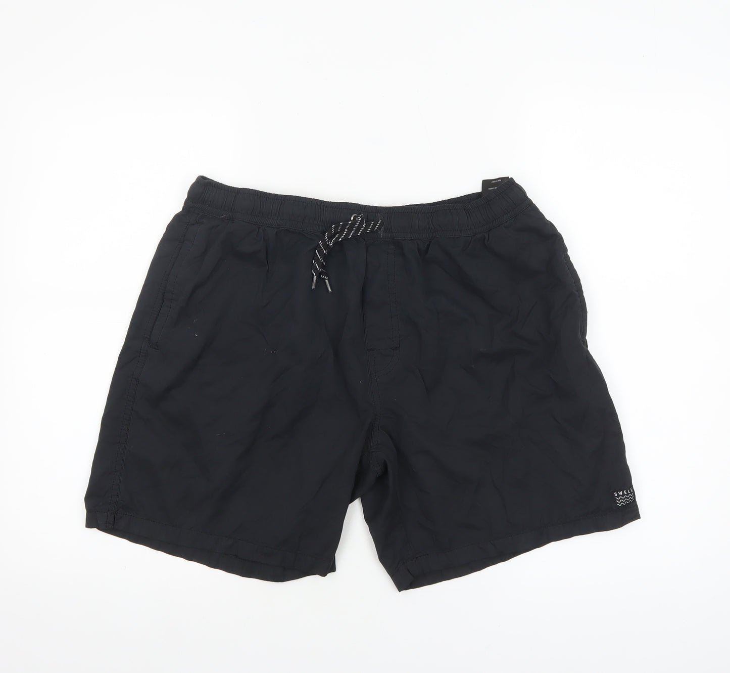 Swell Mens Black 36 Regular Fit Elastic Waist Casual Shorts