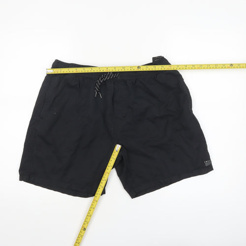 Swell Mens Black 36 Regular Fit Elastic Waist Casual Shorts