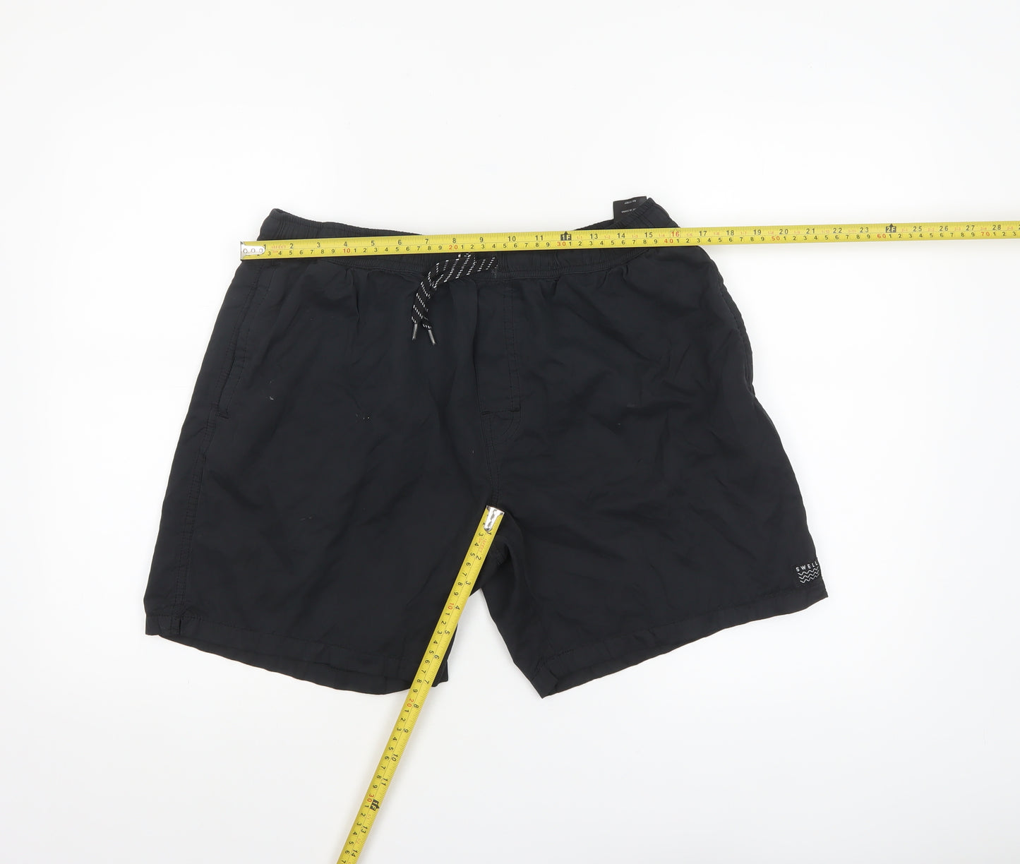 Swell Mens Black 36 Regular Fit Elastic Waist Casual Shorts