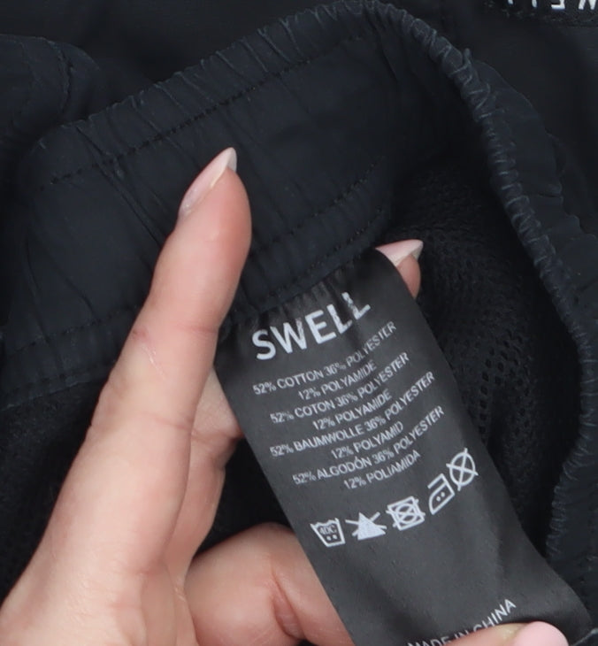 Swell Mens Black 36 Regular Fit Elastic Waist Casual Shorts
