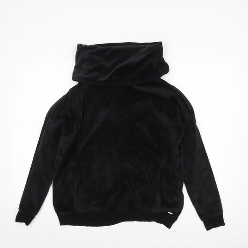 Marks and Spencer Womens Black Cowl Neck Velour Pullover Sweatshirt Size 12