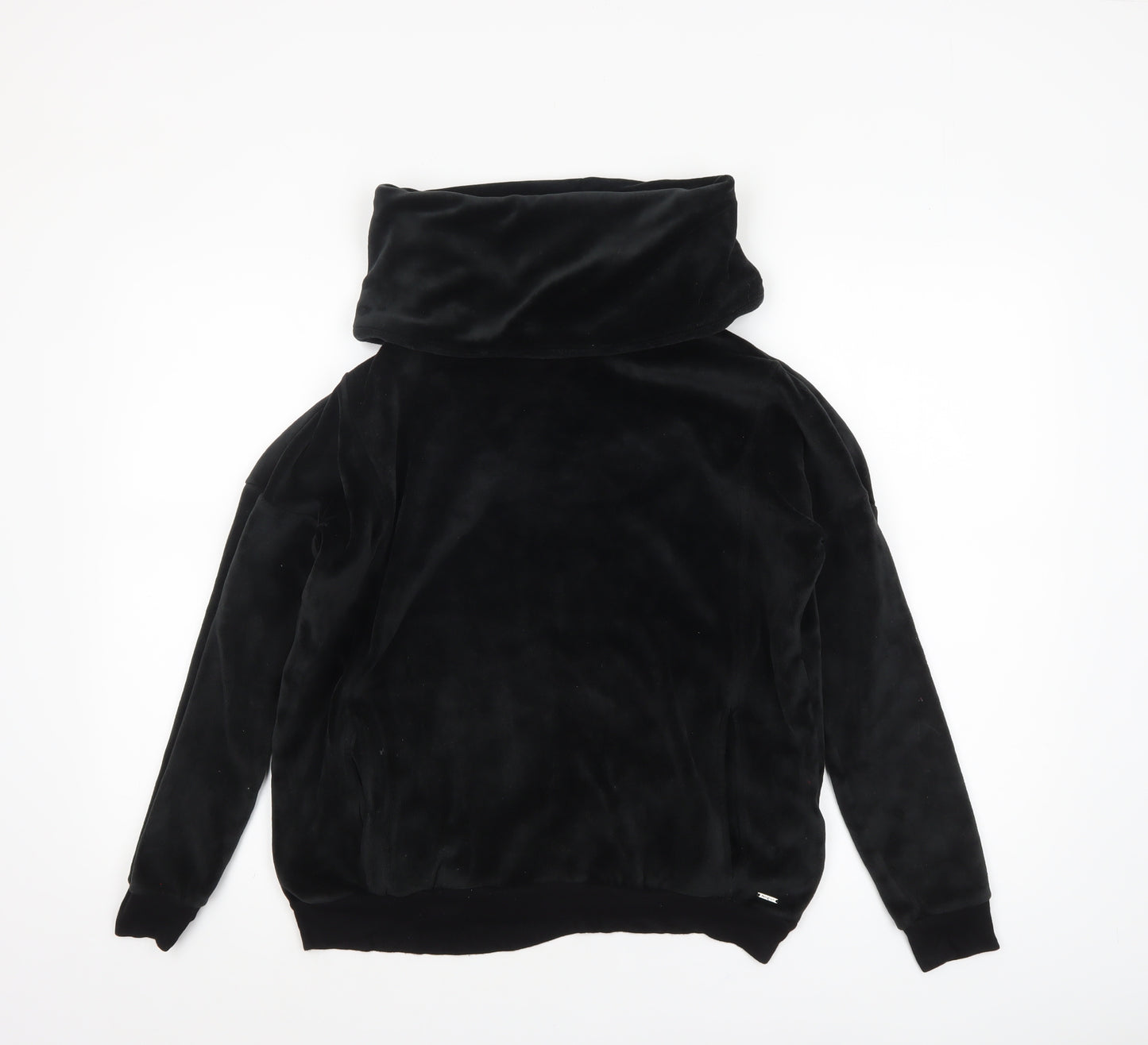 Marks and Spencer Womens Black Cowl Neck Velour Pullover Sweatshirt Size 12