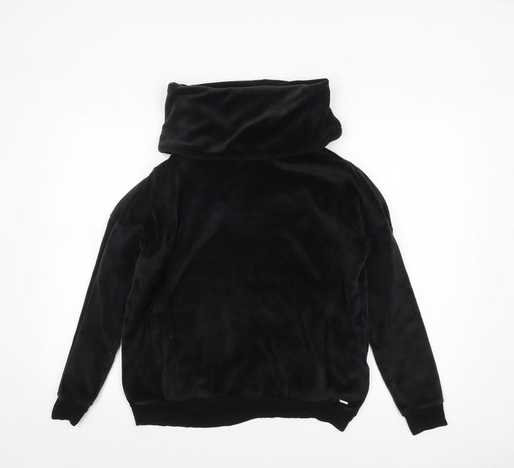 Marks and Spencer Womens Black Cowl Neck Velour Pullover Sweatshirt Size 12
