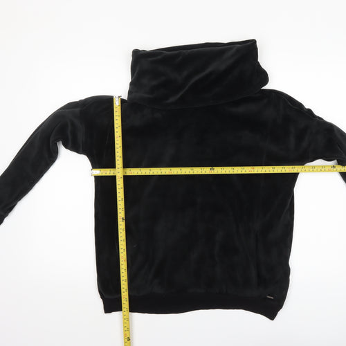 Marks and Spencer Womens Black Cowl Neck Velour Pullover Sweatshirt Size 12