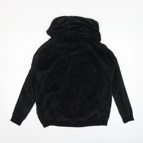 Marks and Spencer Womens Black Cowl Neck Velour Pullover Sweatshirt Size 12